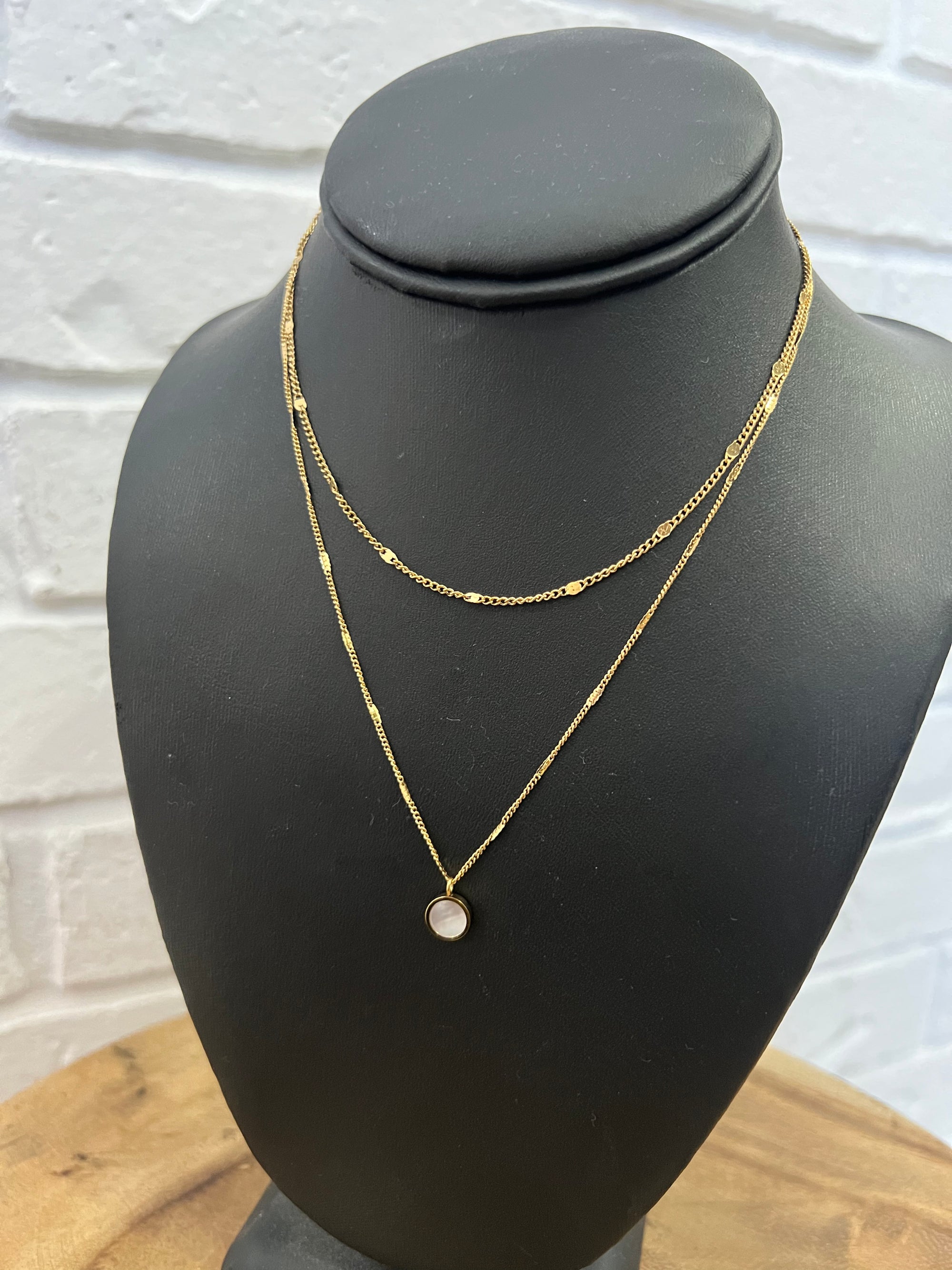 18K Opal Pendant Double Layer Necklace