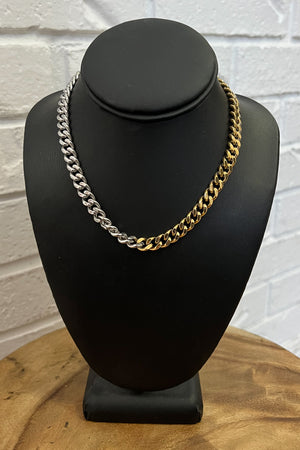 18K Demi Mixed Metal Thick Chain Necklace