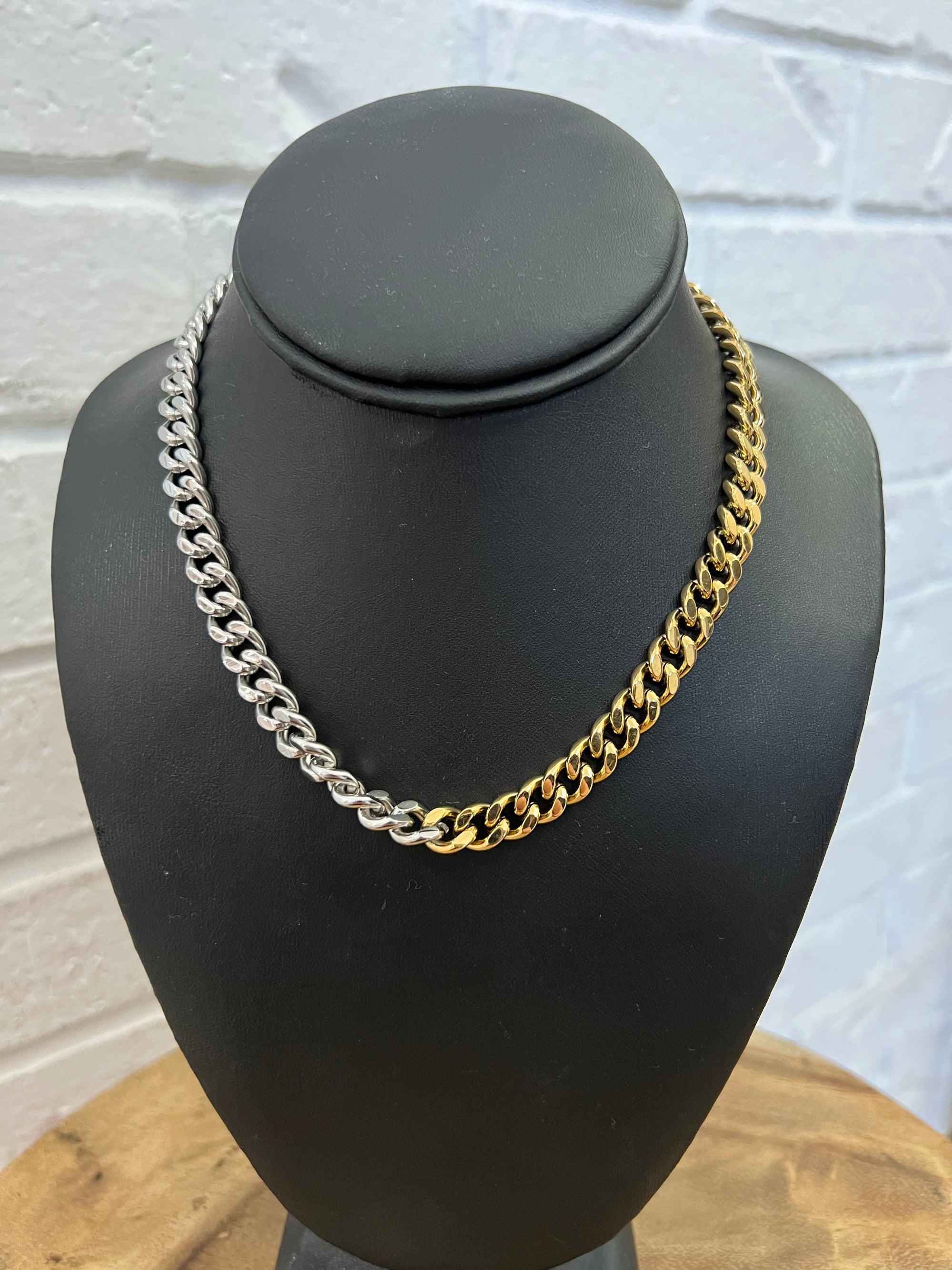 18K Demi Mixed Metal Thick Chain Necklace