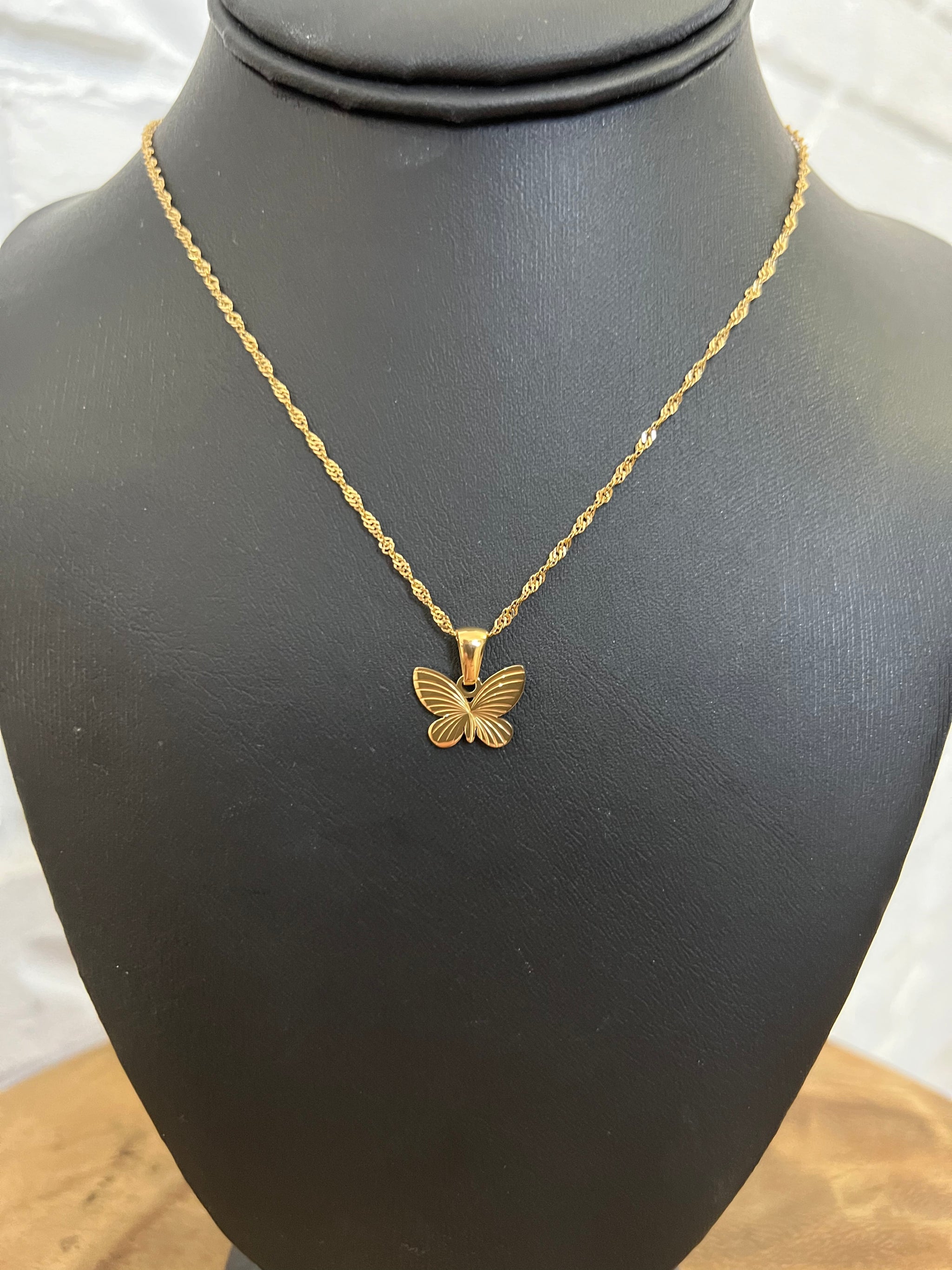 18KT Gold Plated Butterfly CZ Necklace – Atulya Jewellers