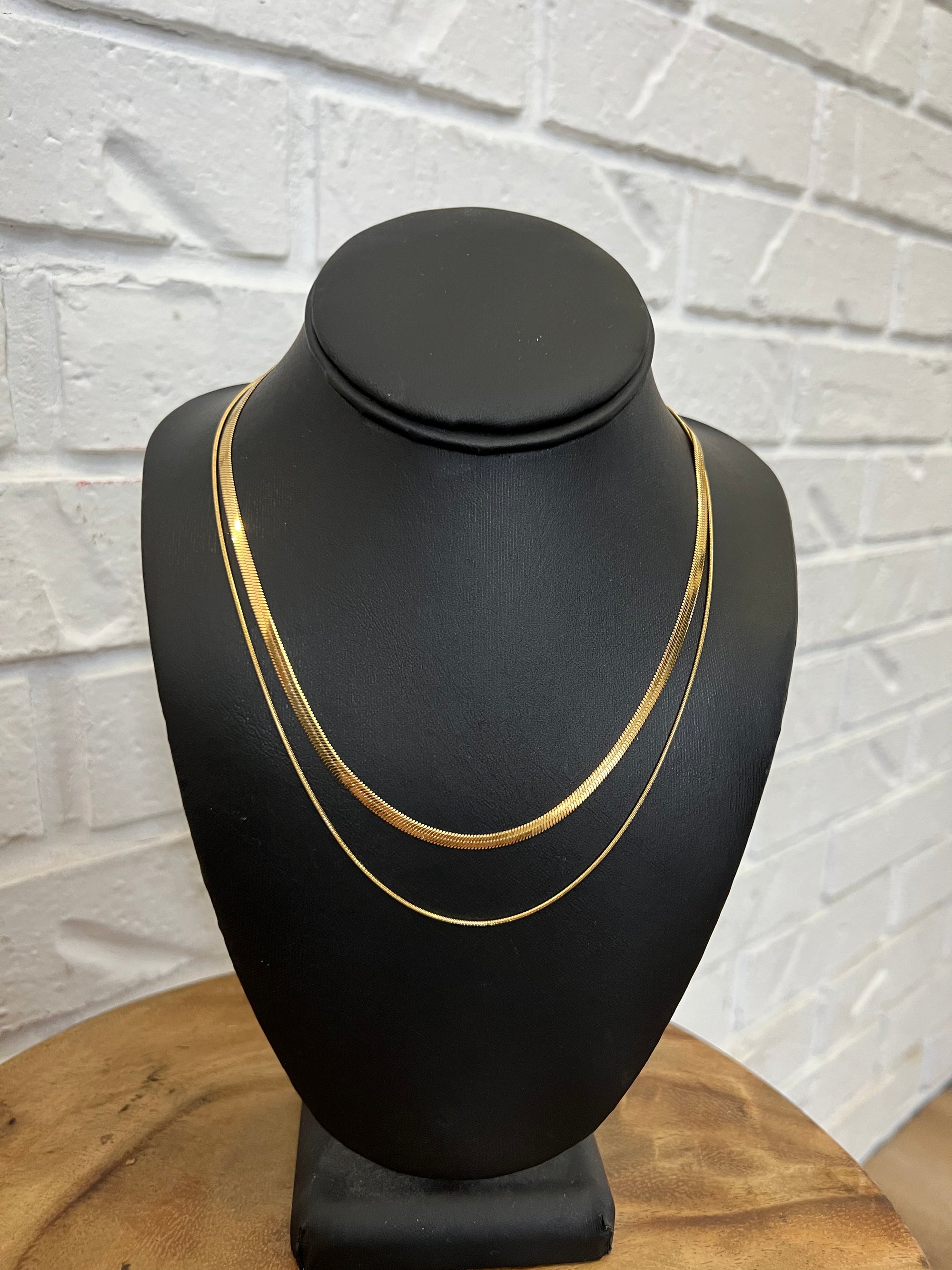 18K Madelyn Stacked Herringbone Necklace