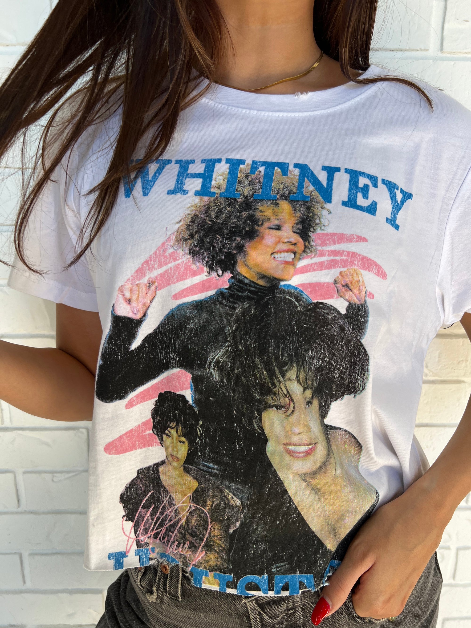 Whitney Houston Collage Crop Tee