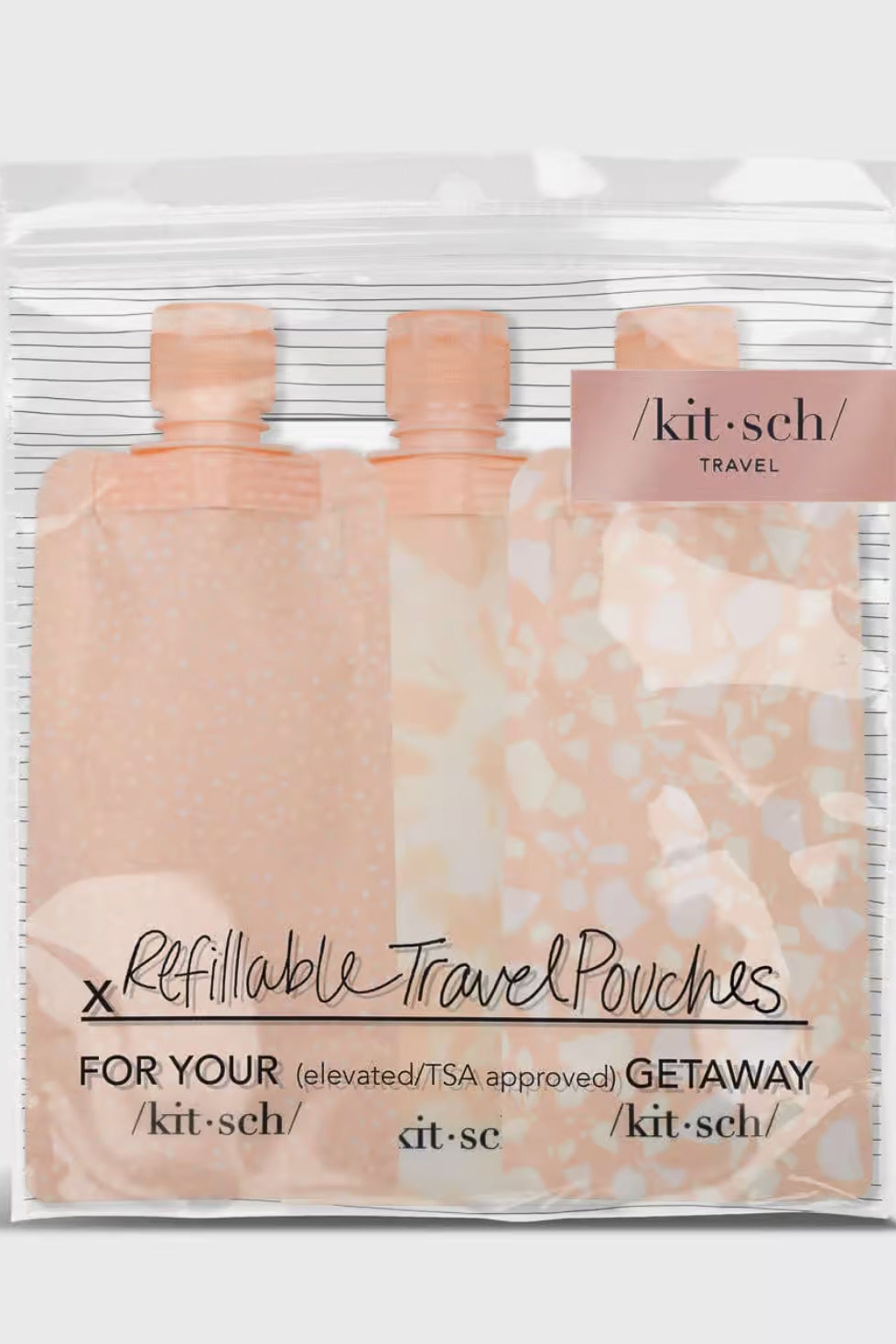 KITSCH - Refillable Travel Pouches 3pc Set - Blush