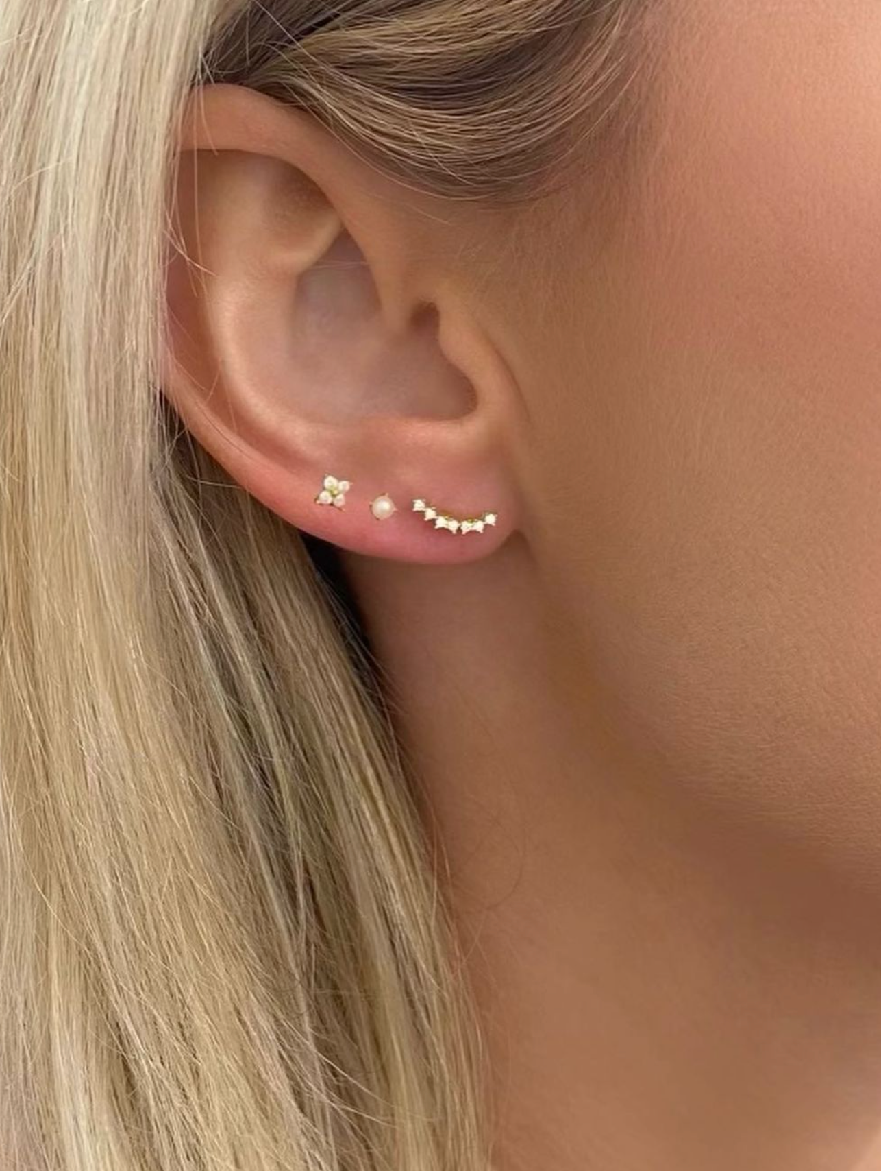 Farrah B Trifecta Single Stud Earrings