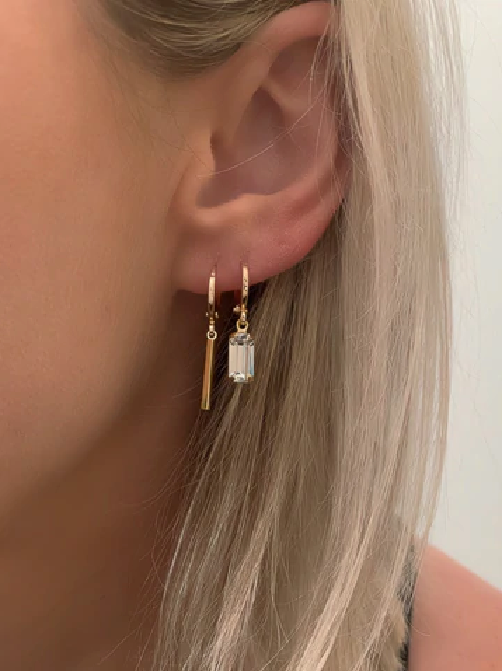 Farrah B Gold Bar Huggie Earrings