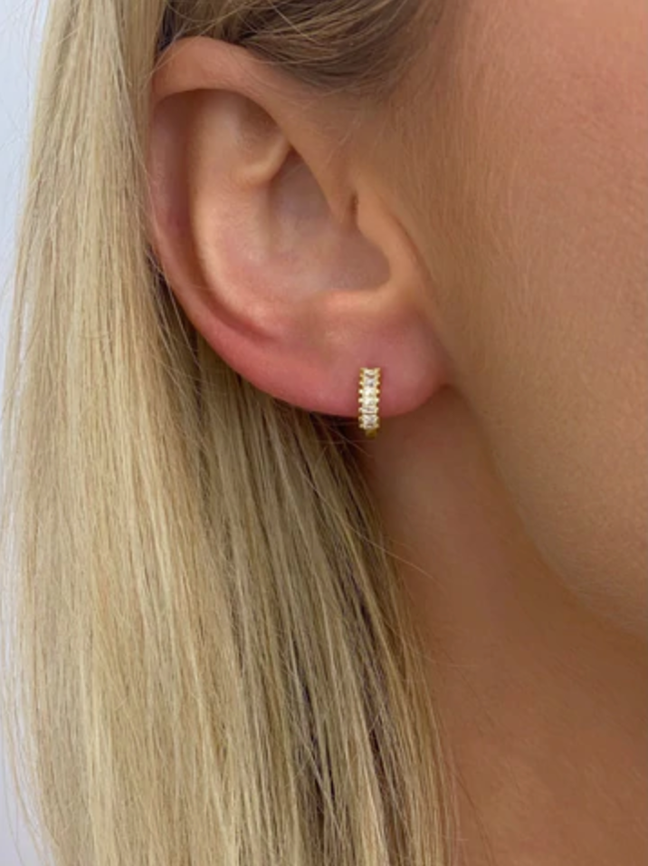Farrah B Baguette Huggie Hoop Earrings
