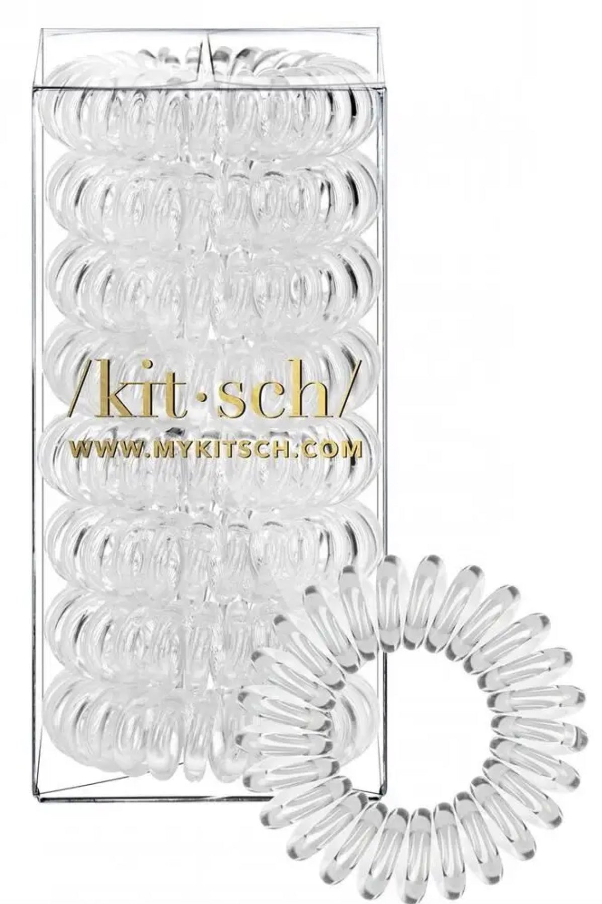 KITSCH Clear Spiral Hair Ties - 8 pack