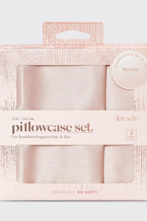 KITSCH Holiday Satin Pillowcase - 2pc set - Blush