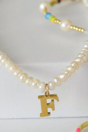 Farrah B Sea Me Initial Pearl Necklace