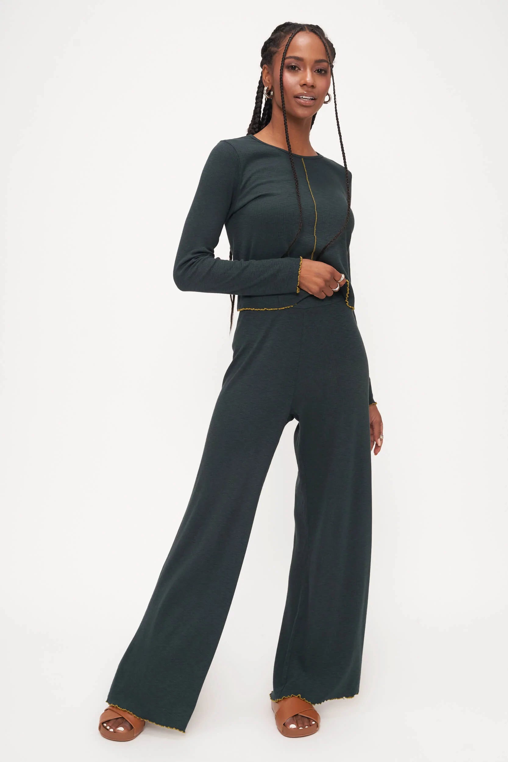 Camden Contrast Seamed Rib Pant